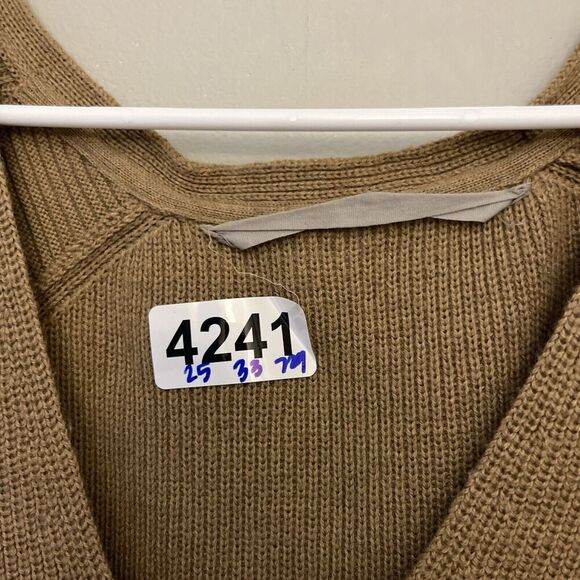 Athleta Brown V Neck Long Sleeve Ribbed Merino Wool Sweater Womens Large Comfort - Picture 2 of 7